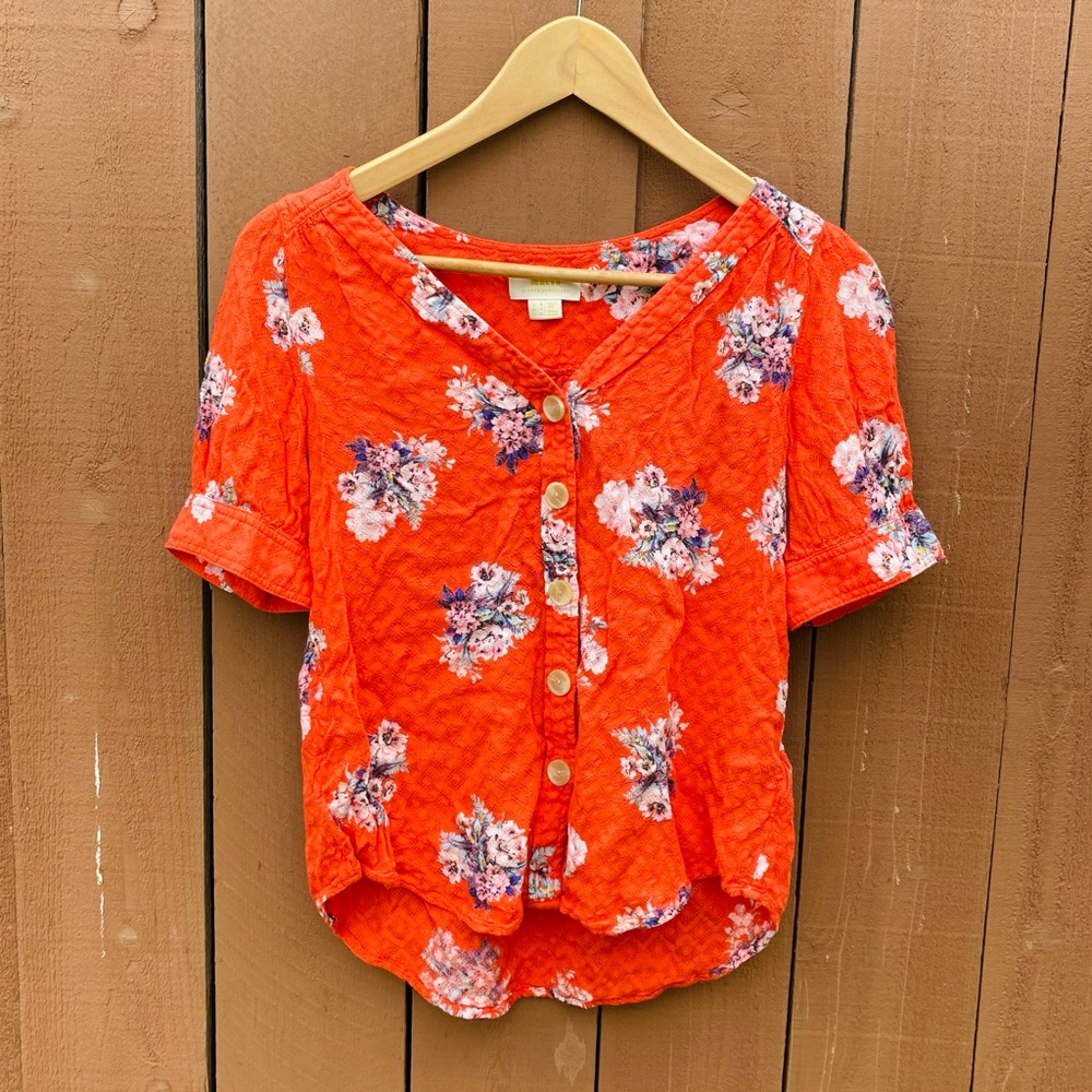 Anthropology Maeve floral button down size 2
